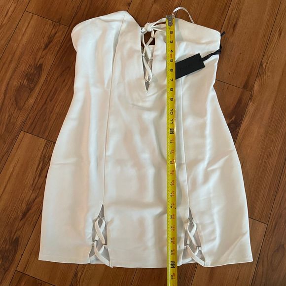 NWT H:ours Haider $158 Mini Dress White Strapless - Picture 7 of 8